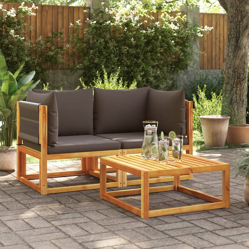vidaXL Garden Sofa Corner with Cushions 2 pcs. Acacia Wood & Rope