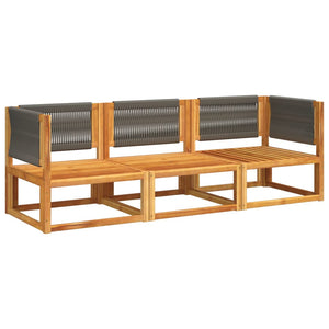 vidaXL 3-Piece Garden Sofa Set with Cushions Acacia Wood & Rope