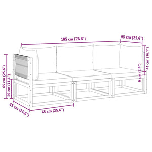 vidaXL 3-Piece Garden Sofa Set with Cushions Acacia Wood & Rope