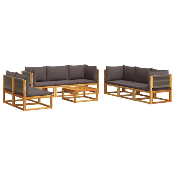 vidaXL 9-piece Garden Sofa Set with Cushions Acacia Wood & Rope