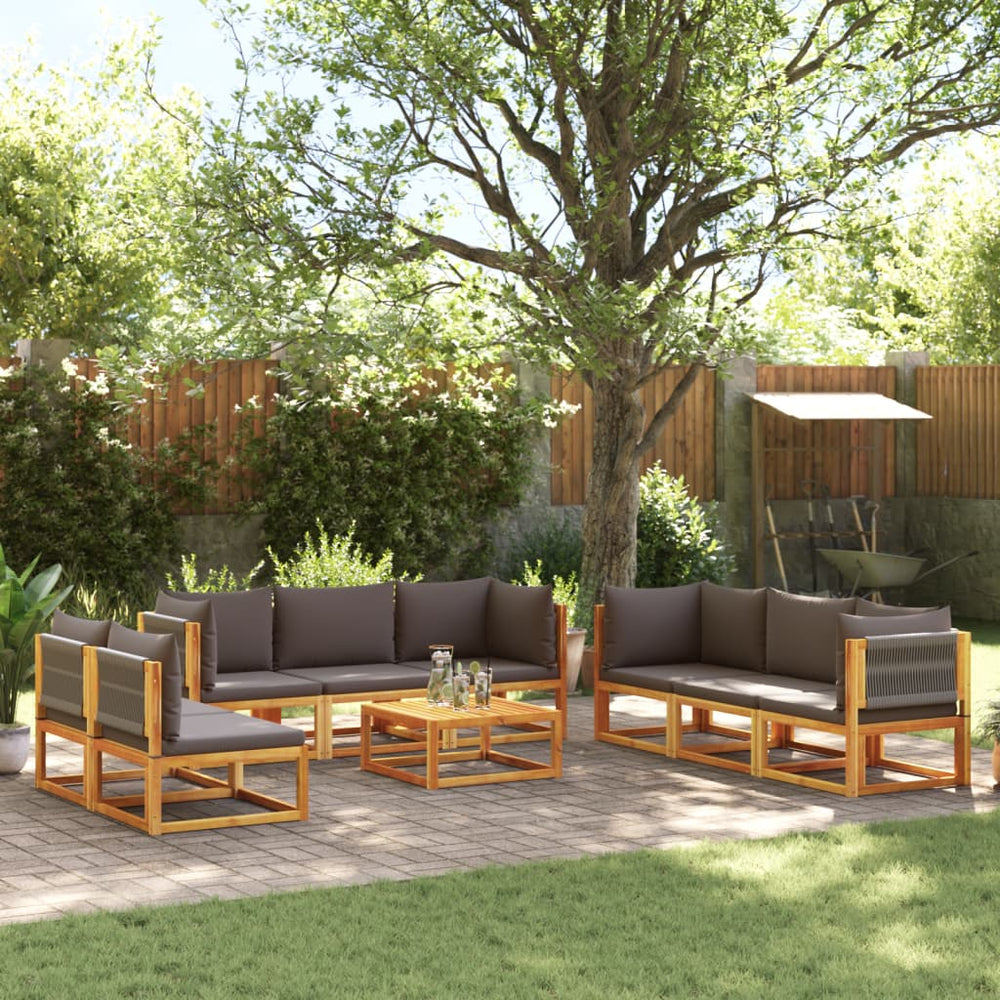 vidaXL 9-piece Garden Sofa Set with Cushions Acacia Wood & Rope