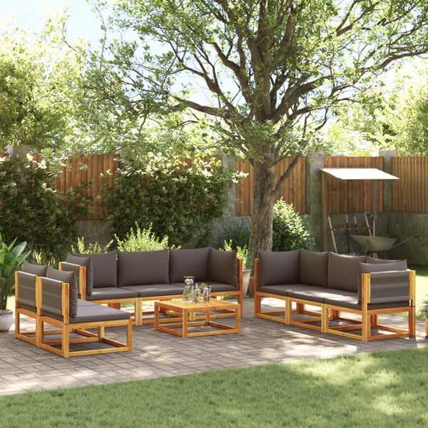 vidaXL 9-piece Garden Sofa Set with Cushions Acacia Wood & Rope