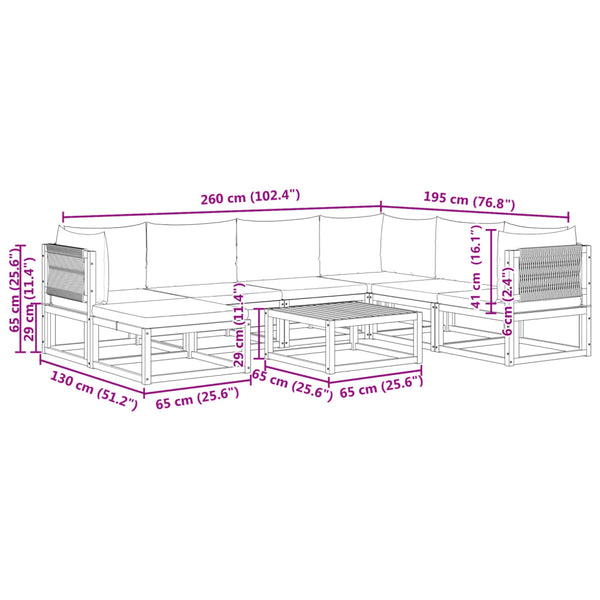 vidaXL 8-Piece Garden Sofa Set with Cushions Acacia Wood & Rope