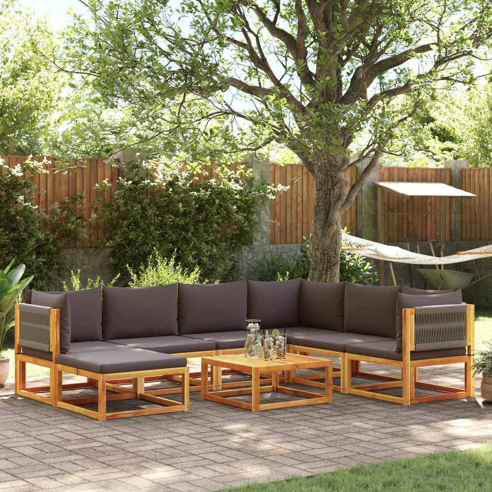 vidaXL 8-Piece Garden Sofa Set with Cushions Acacia Wood & Rope