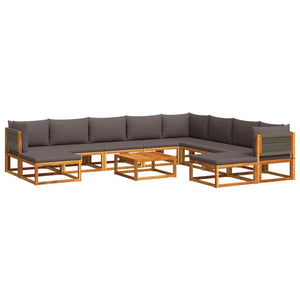 vidaXL 11-Piece Garden Sofa Set with Cushions Acacia Wood & Rope