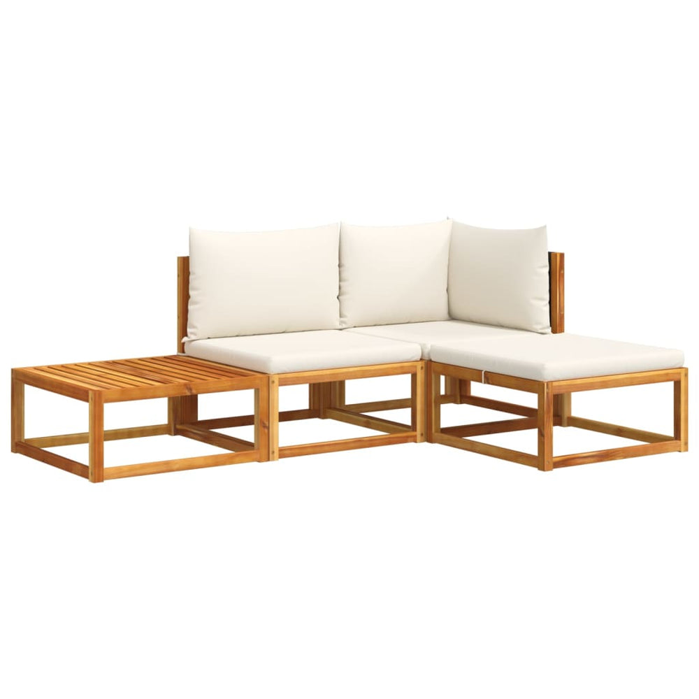 vidaXL 4-Piece Garden Sofa Set with Cushions Acacia Wood & Rattan
