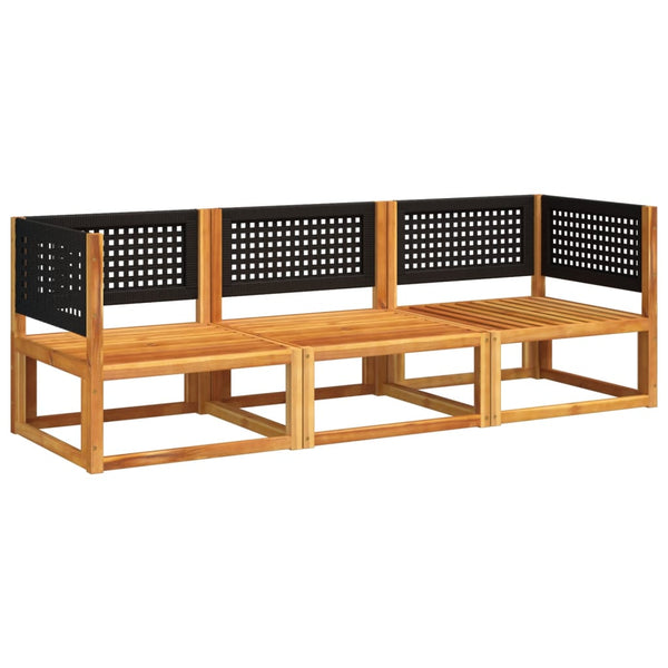 vidaXL 3-Piece Garden Sofa Set with Cushions Acacia Wood & Rattan