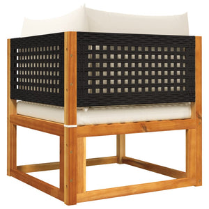 vidaXL 3-Piece Garden Sofa Set with Cushions Acacia Wood & Rattan