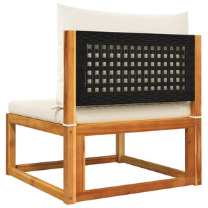 vidaXL 3-Piece Garden Sofa Set with Cushions Acacia Wood & Rattan