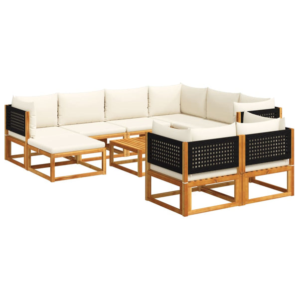 vidaXL 10-piece Garden Sofa Set with Cushions Acacia Wood & Rattan