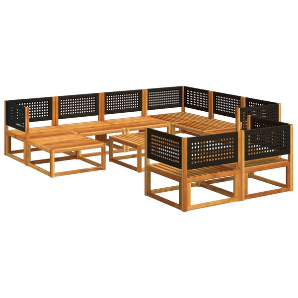 vidaXL 10-piece Garden Sofa Set with Cushions Acacia Wood & Rattan