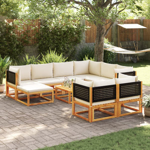 vidaXL 10-piece Garden Sofa Set with Cushions Acacia Wood & Rattan