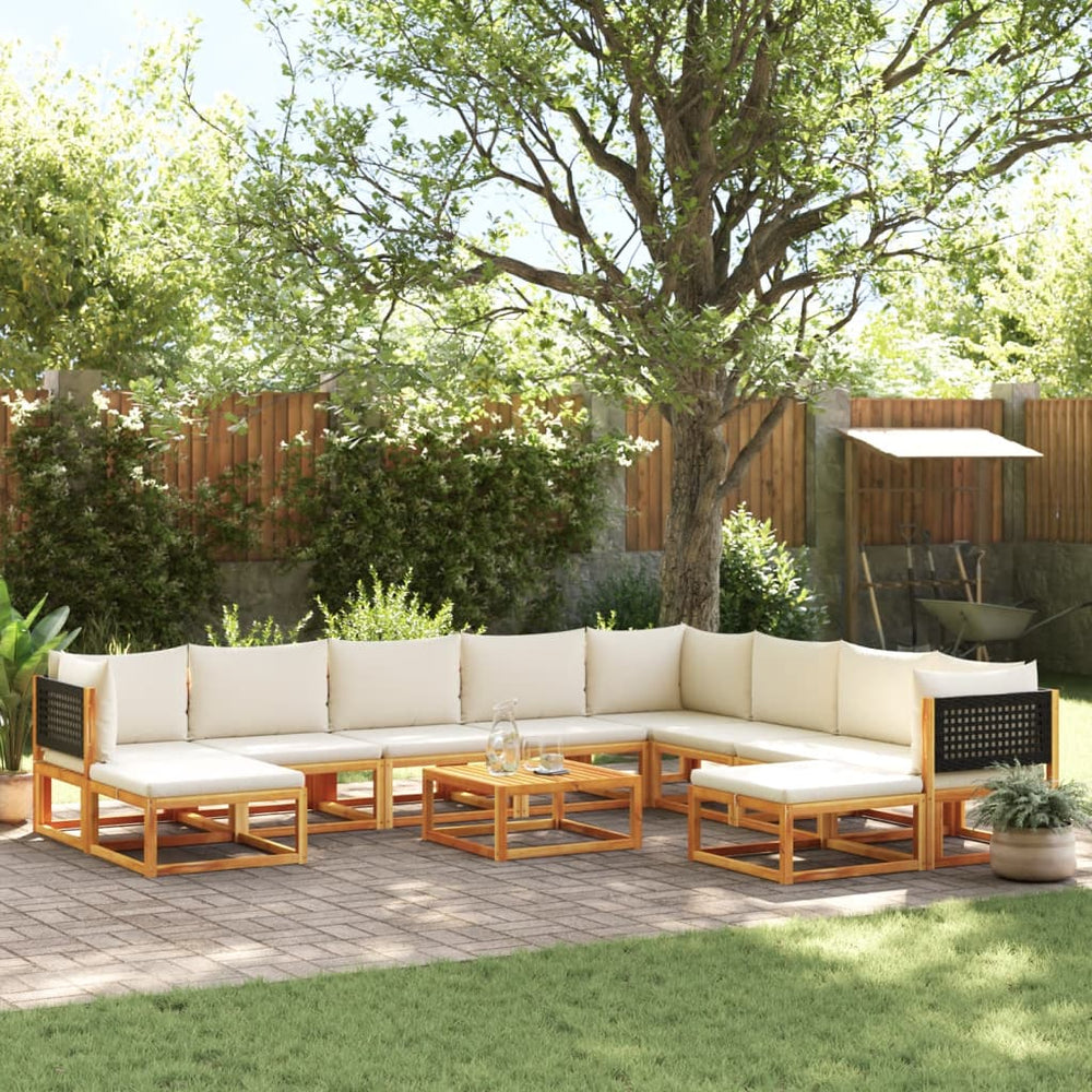 vidaXL 11-Piece Garden Sofa Set with Cushions Acacia Wood & Rattan