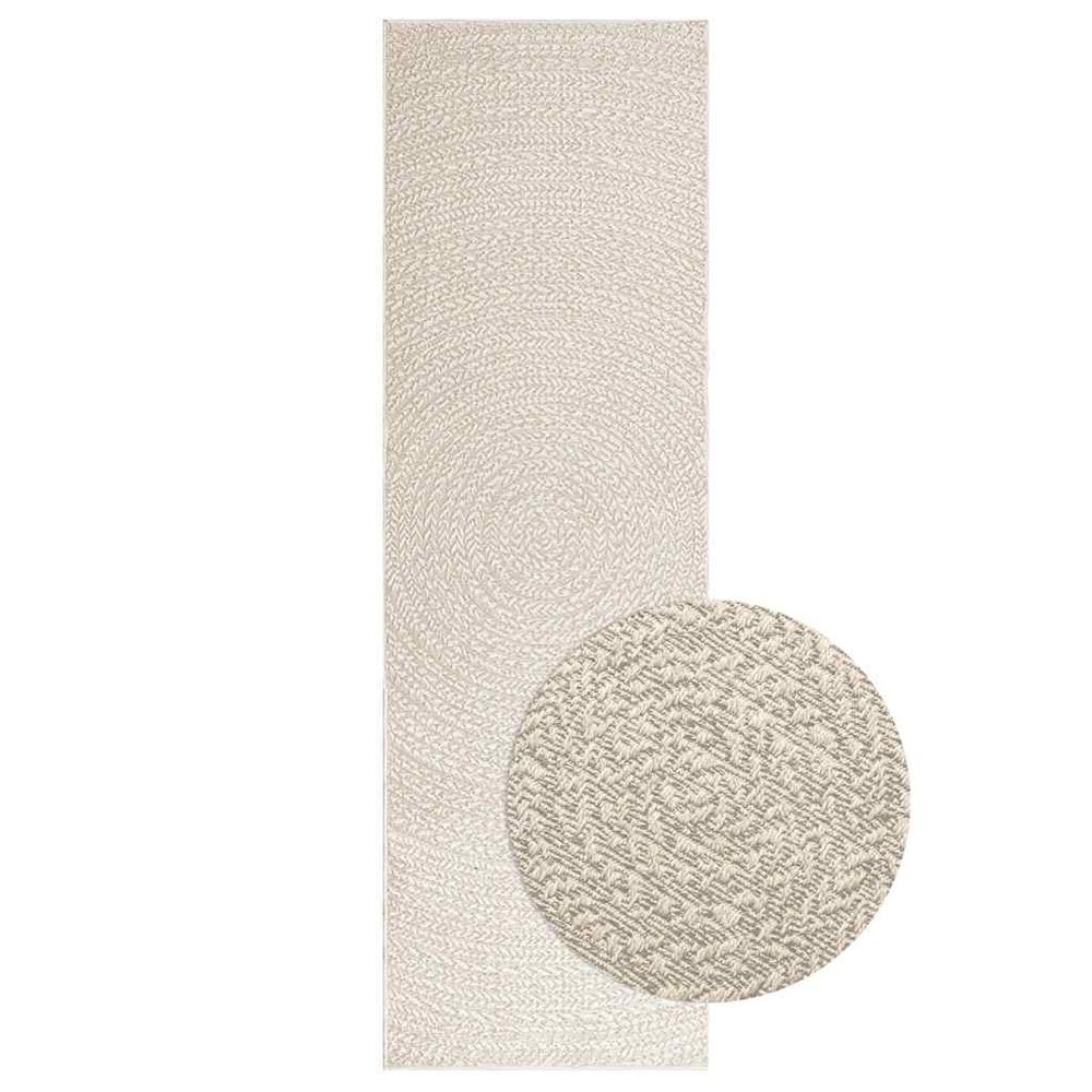 vidaXL ZIZUR Cream Rug 80x250 cm Jute Look Indoor and Outdoor