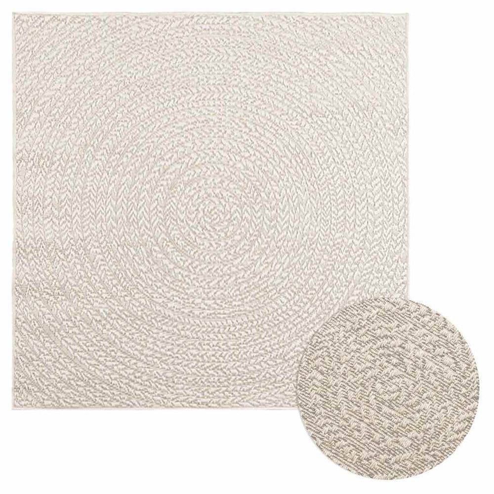 vidaXL ZIZUR Cream Rug 120x120 cm Jute-Look Indoor and Outdoor