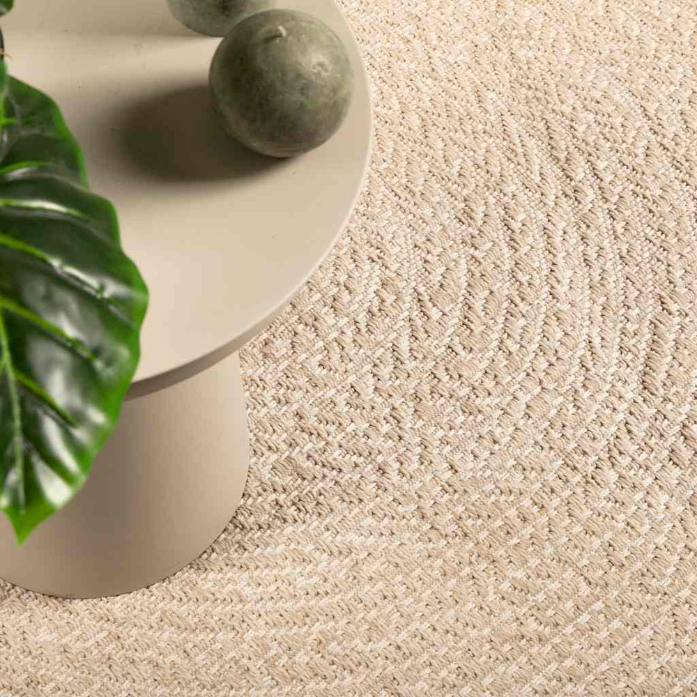 vidaXL ZIZUR Beige Round Rug Ø 120 cm Jute Look Indoor and Outdoor