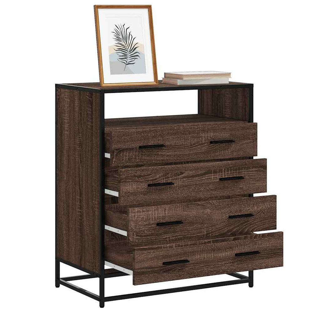 vidaXL Drawer Cabinet Brown Oak Look 70x41x83.5cm Engineered Wood
