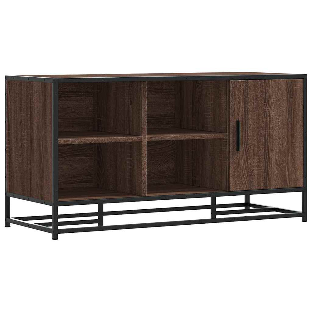 vidaXL Shoe Bench Brown Oak Look 100x40x53.5cm Engineered Wood Metal