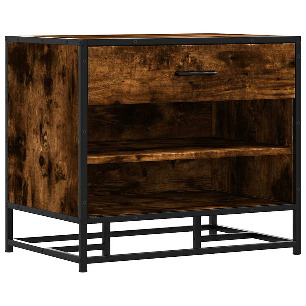vidaXL Shoe Cabinet Smoked Oak 60x40x53.5 cm Engineered Wood and Metal