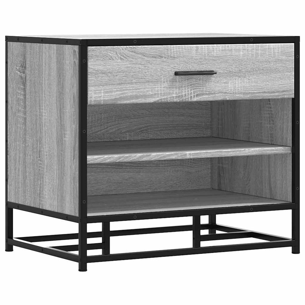 vidaXL Shoe Cabinet Grey Sonoma 60x40x53.5 cm Engineered Wood and Metal