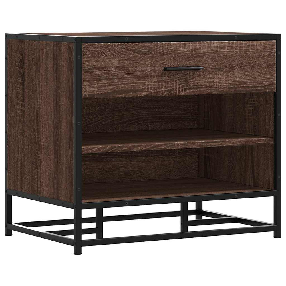 vidaXL Shoe Bench Brown Oak Look 60x40x53.5 cm Engineered Wood Metal