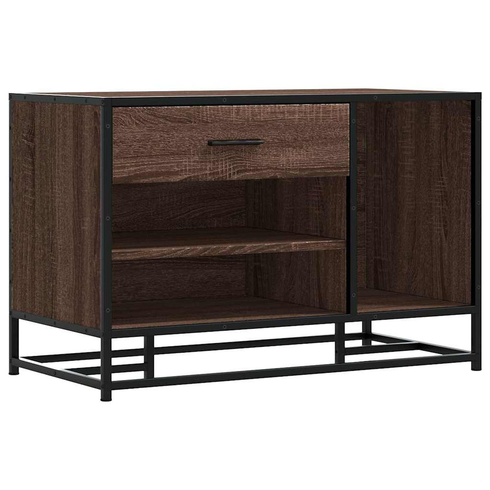 vidaXL Shoe Bench Brown Oak Look 80x40x53.5 cm Engineered Wood Metal