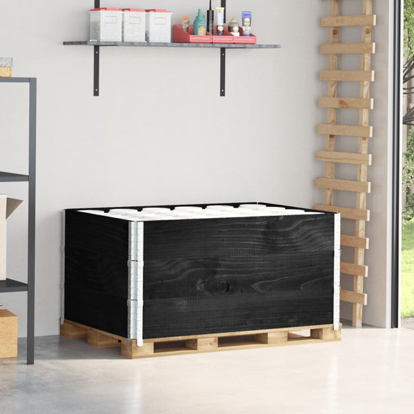 vidaXL Pallet Collar Set 3 pcs Black 120x180 Solid Pine Wood