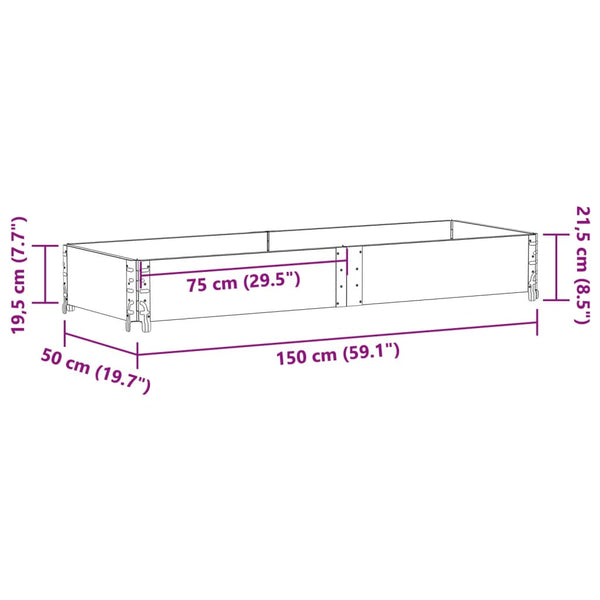 vidaXL Raised Garden Bed Grey 150x50 cm Solid Pine Wood