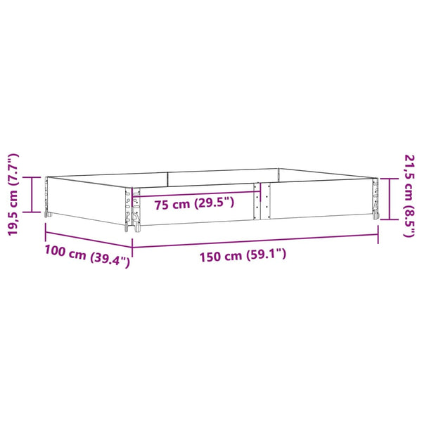 vidaXL Raised Garden Bed Grey 150x100 cm Solid Pine Wood