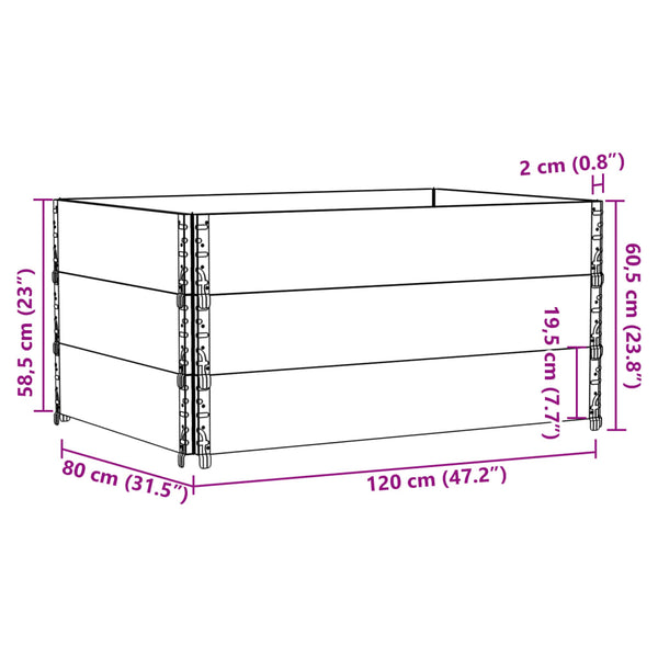 vidaXL Raised Garden Bed Grey 120x80 cm Solid Pine Wood