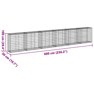vidaXL Gabion with Lid 600x50x100 cm Galvanized Iron