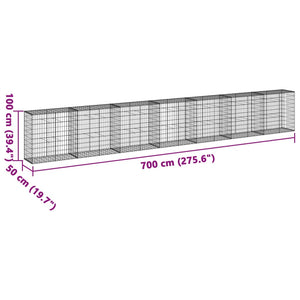 vidaXL Gabion with Lid 700x50x100 cm Galvanized Iron
