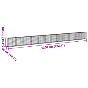 vidaXL Gabion with Lid 1200x50x100 cm Galvanized Iron