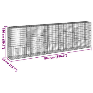 vidaXL Gabion with Lid 500x50x150 cm Galvanized Iron