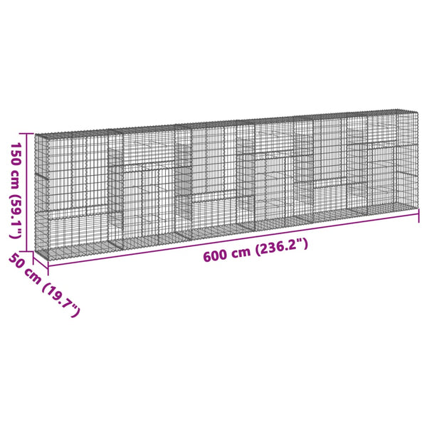 vidaXL Gabion Raised Garden Bed 600x50x150 cm Galvanised Iron
