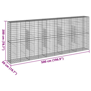 Gabione mit Deckel 500x50x200 cm