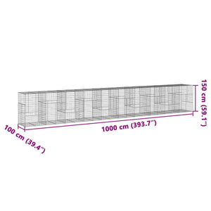 vidaXL Gabion with Lid 1000x100x150 cm Galvanized Iron