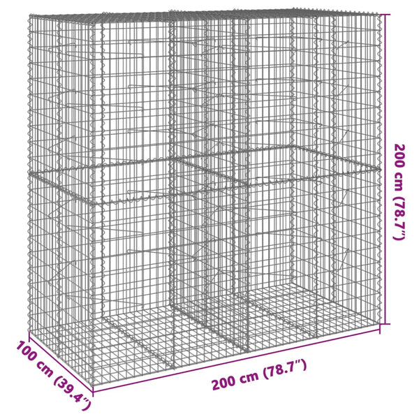 vidaXL Gabion with Lid 200x100x200 cm Galvanized Iron
