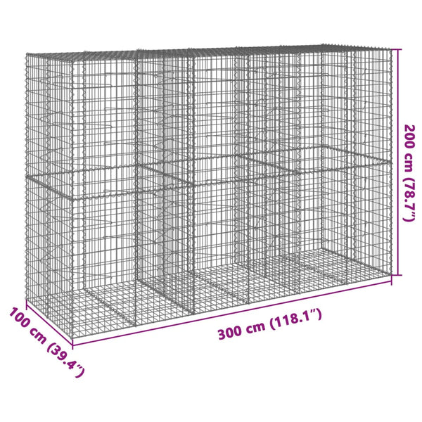 vidaXL Gabion with Lid 300x100x200 cm Galvanized Iron
