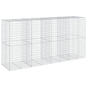 vidaXL Gabion with Lid 400x100x200 cm Galvanised Iron