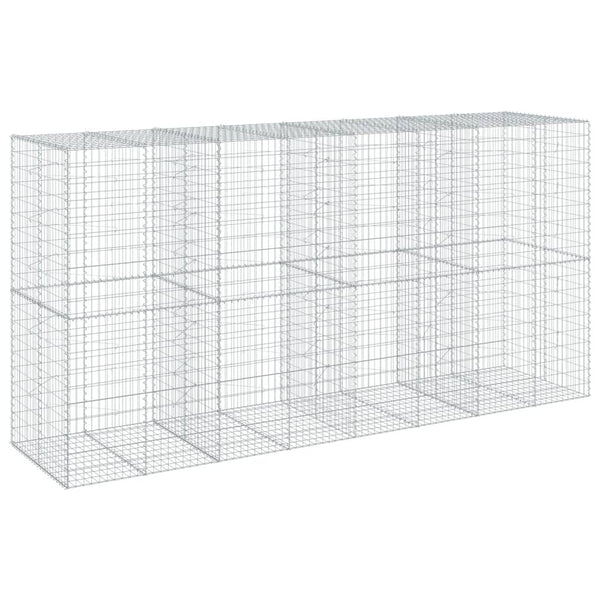 vidaXL Gabion with Lid 400x100x200 cm Galvanised Iron