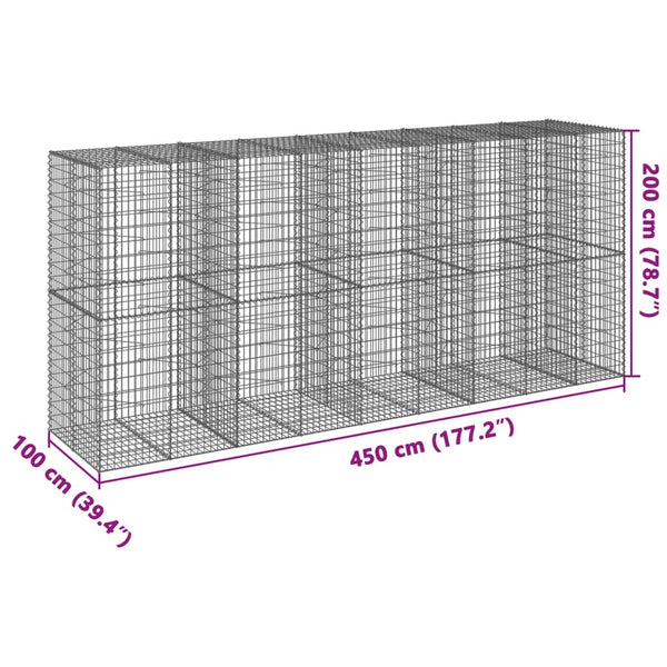 vidaXL Gabion with Lid 450x100x200 cm Galvanized Iron
