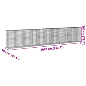 vidaXL Gabion with Lid 1050x100x200 cm Galvanized Iron