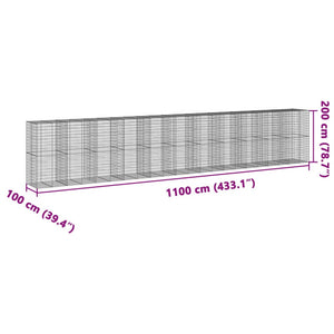 vidaXL Gabion with Lid 1100x100x200 cm Galvanized Iron