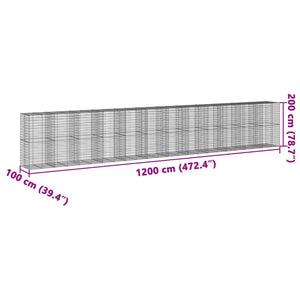 vidaXL Gabion with Lid 1200x100x200 cm Galvanized Iron