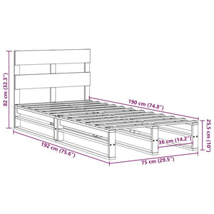 vidaXL Solid Wood Bed Frame without Mattress 75x190 cm Pine Wood