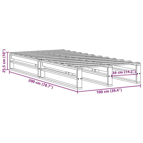 vidaXL Solid Wood Bed Frame White 100x200 cm Pine