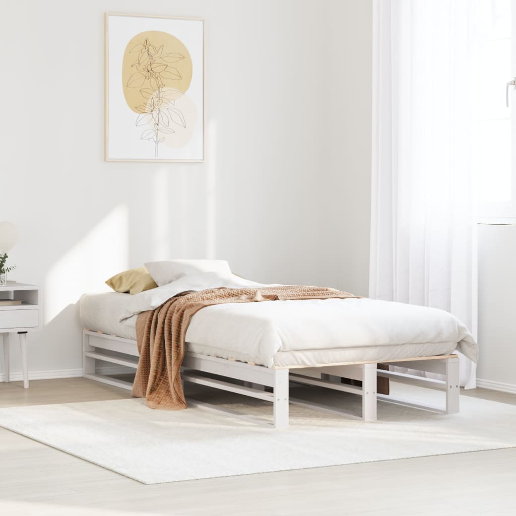 vidaXL Solid Wood Bed Frame White 100x200 cm Pine