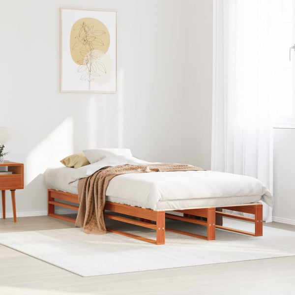 vidaXL Solid Wood Bed Frame without Mattress Waxed Brown 100x200 Pine Wood