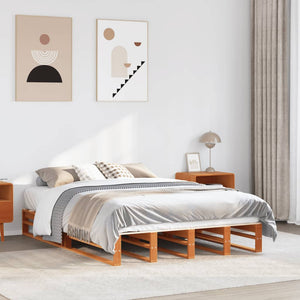 vidaXL Solid Wood Bed Frame without Mattress Waxed Brown 120x200 cm Pine Wood